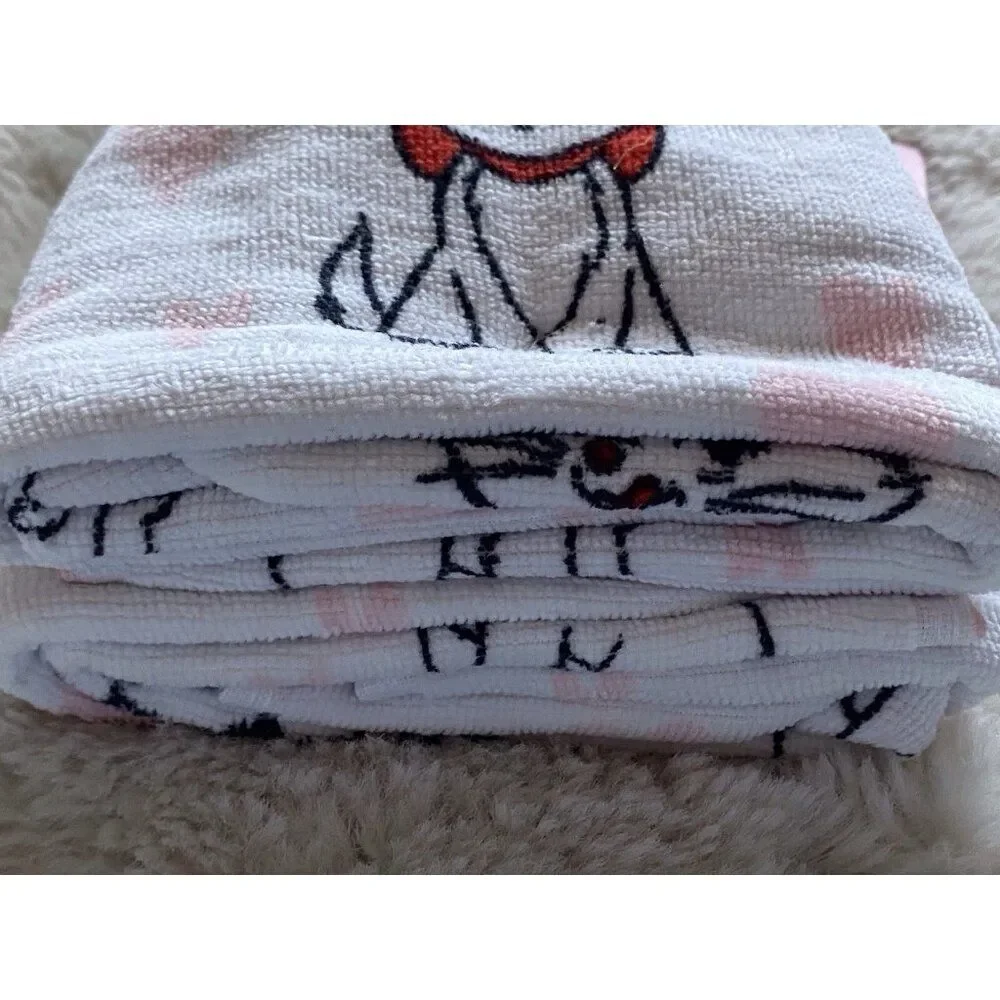 2 Pack Disney The Aristocats MARIE Valentines Hearts Bath Hand Towels 16‎ X 26”